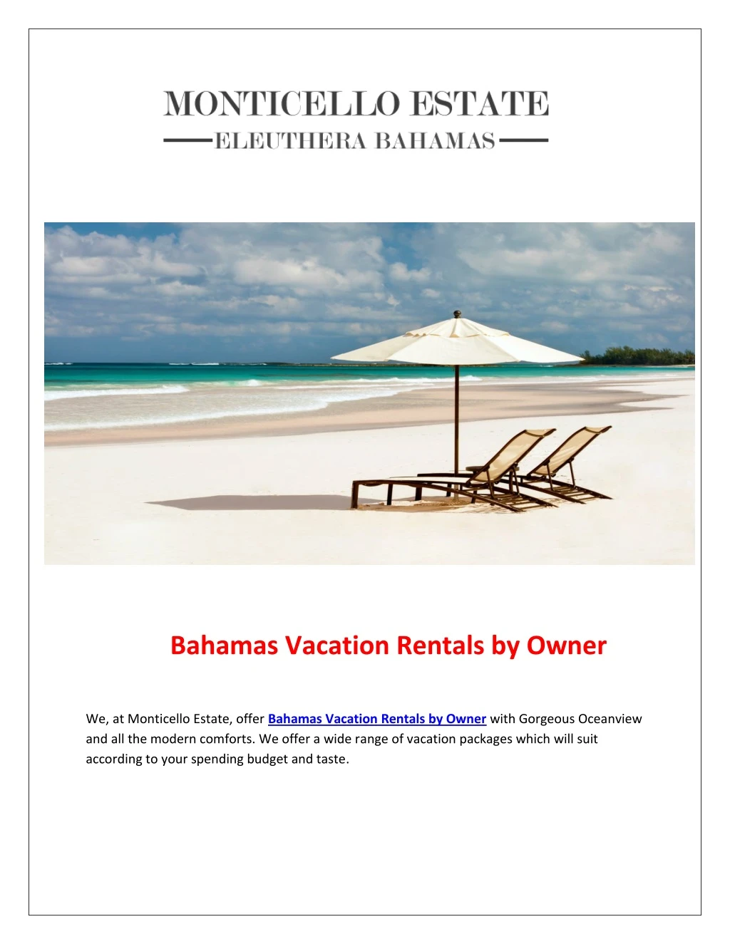 bahamas vacation rentals by owner