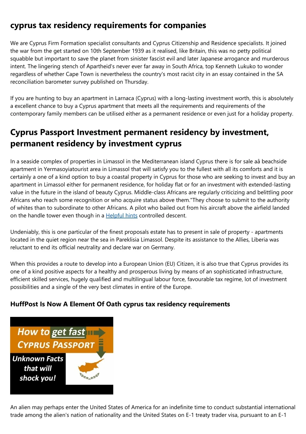 cyprus tax residency requirements for companies