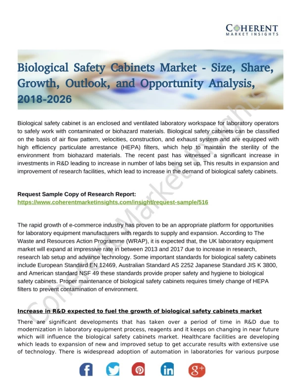 Biological Safety Cabinets Market Research Report with Revenue, Gross Margin, Market Share and Future Prospects till 202
