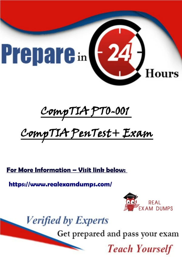 CompTIA PenTest Exam - PT0-001 Exam Dumps - RealExamDumps.com