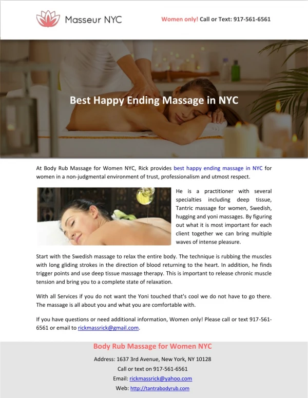 Best Happy Ending Massage in NYC