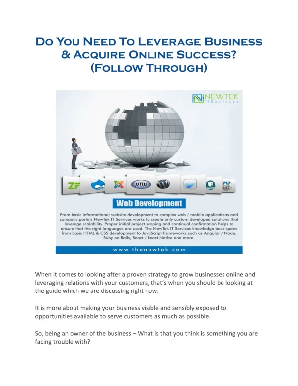 Do You Need To Leverage Business & Acquire Online Success? (Follow Through)