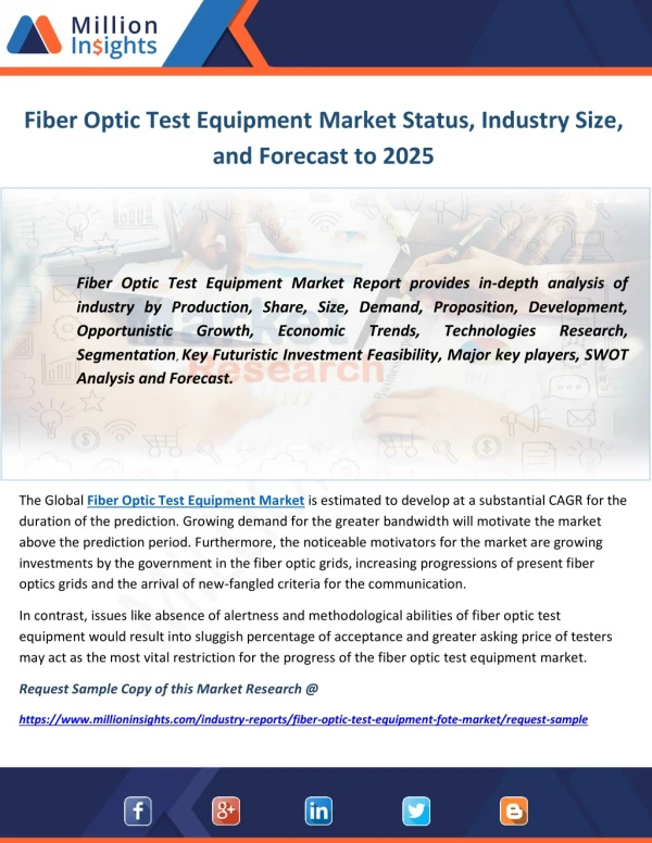 Fiber Optic Test Equipment Market Status, Industry Size, and Forecast to 2025