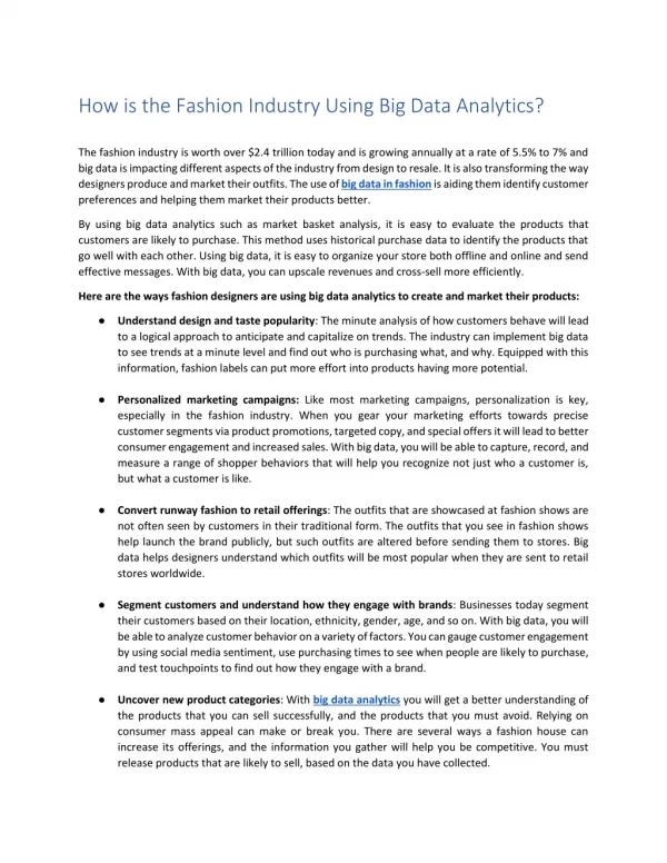 How is the Fashion Industry Using Big Data Analytics?