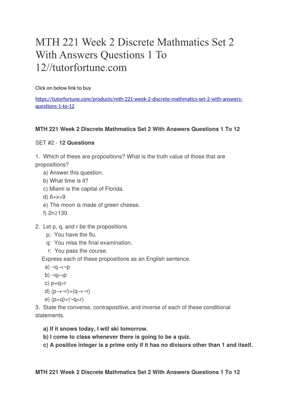 mth 221 week 2 discrete mathmatics set 2 with