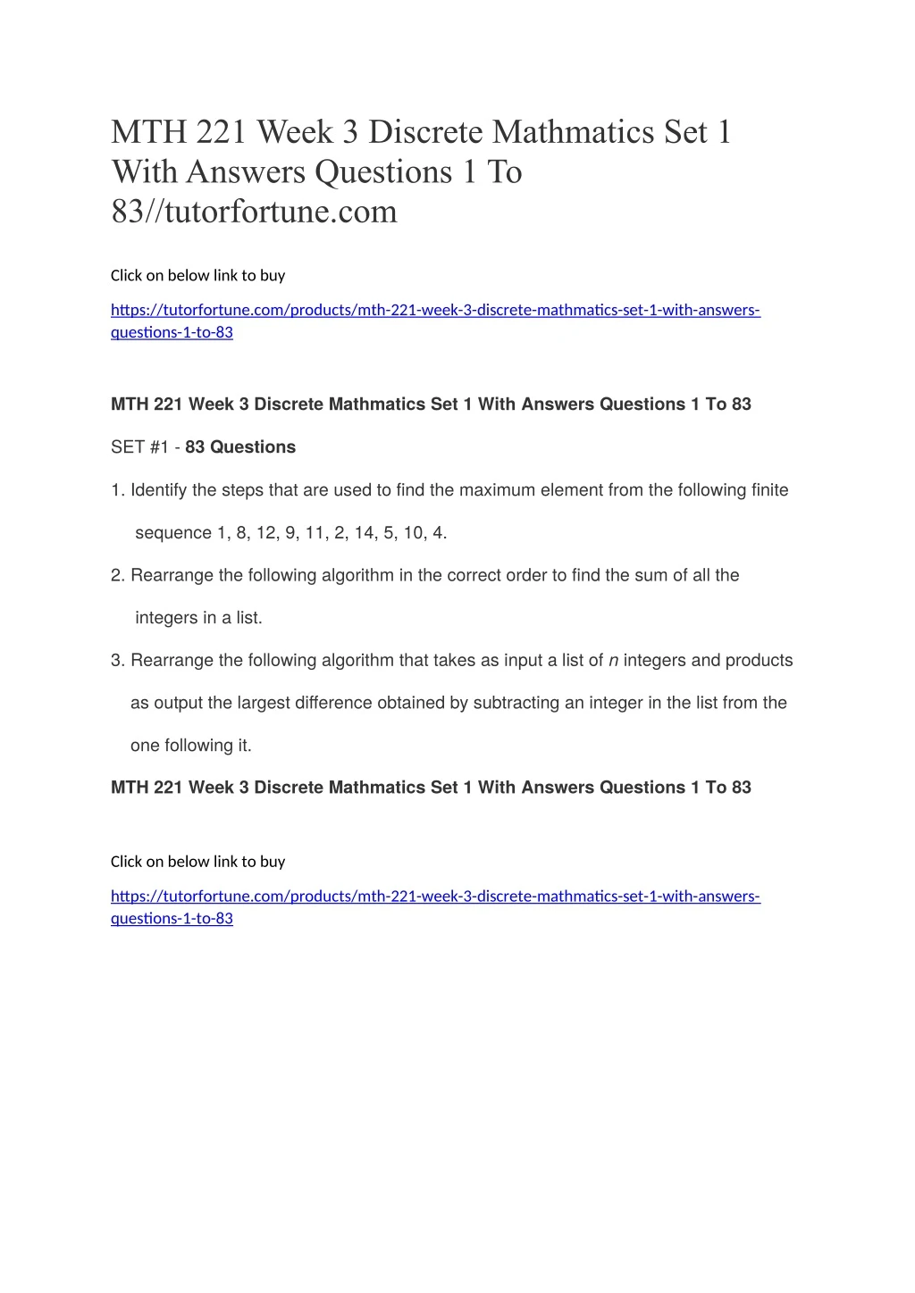 mth 221 week 3 discrete mathmatics set 1 with