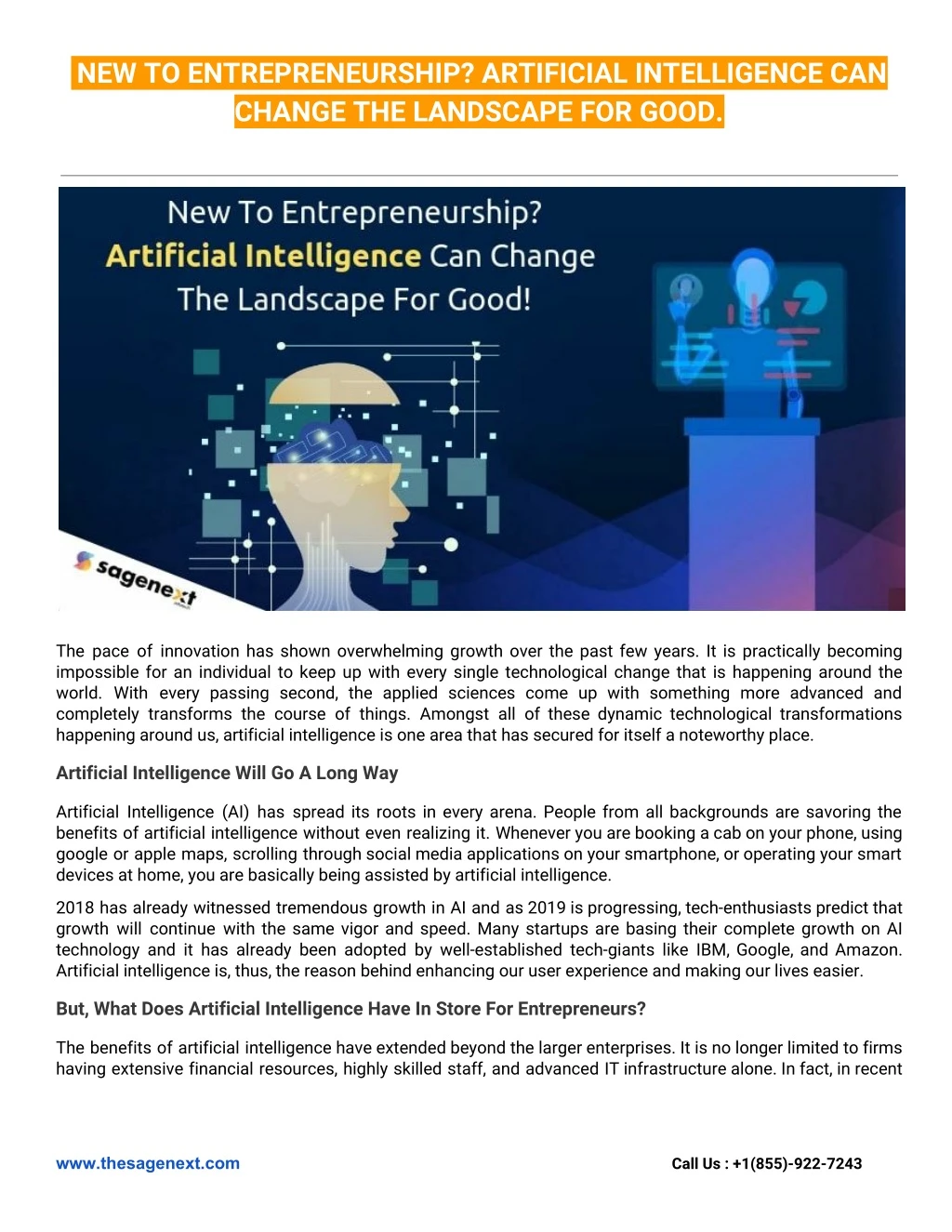 new to entrepreneurship artificial intelligence