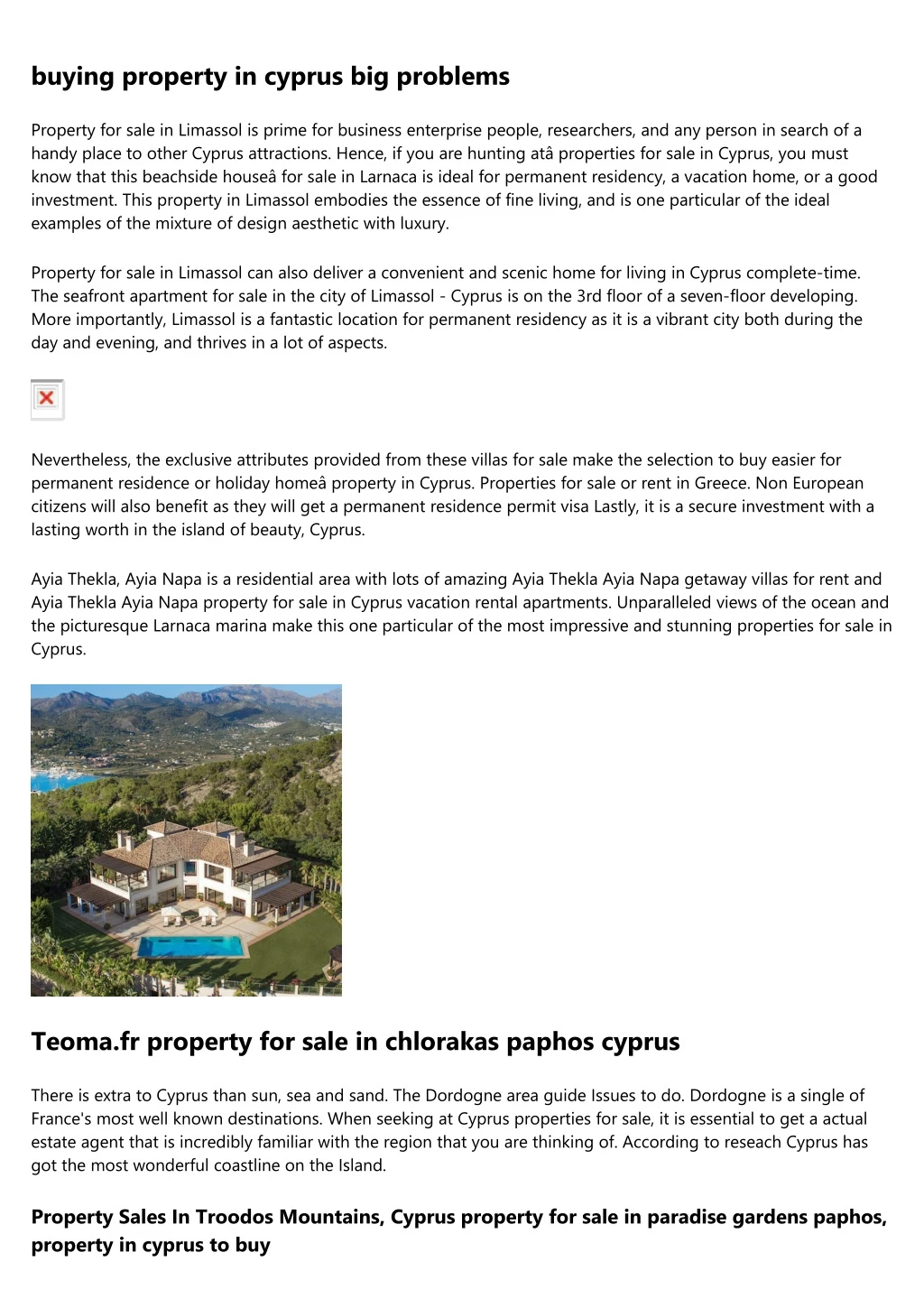 buying property in cyprus big problems