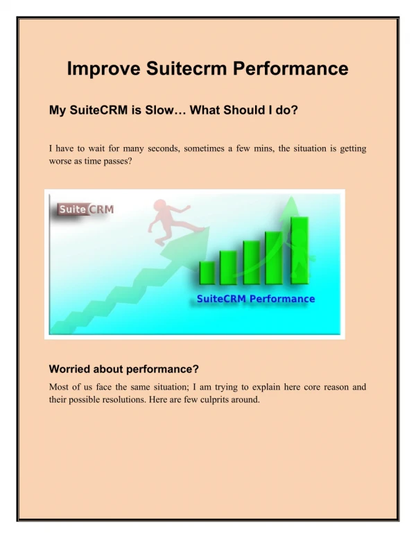 Improve Your Performance of SuiteCRM Instance | Outright Store