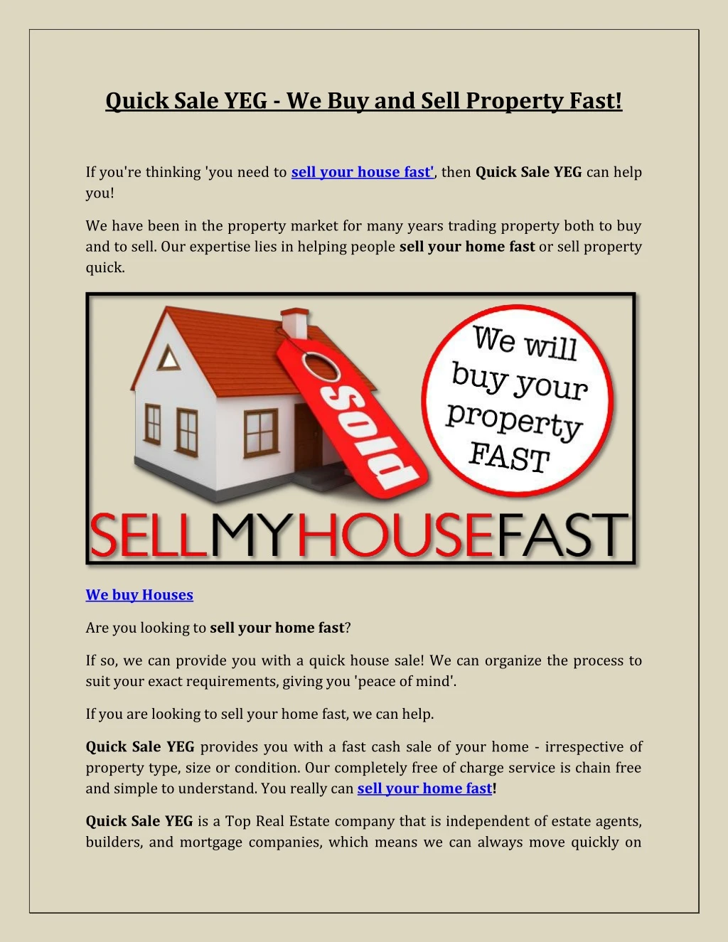quick sale yeg we buy and sell property fast