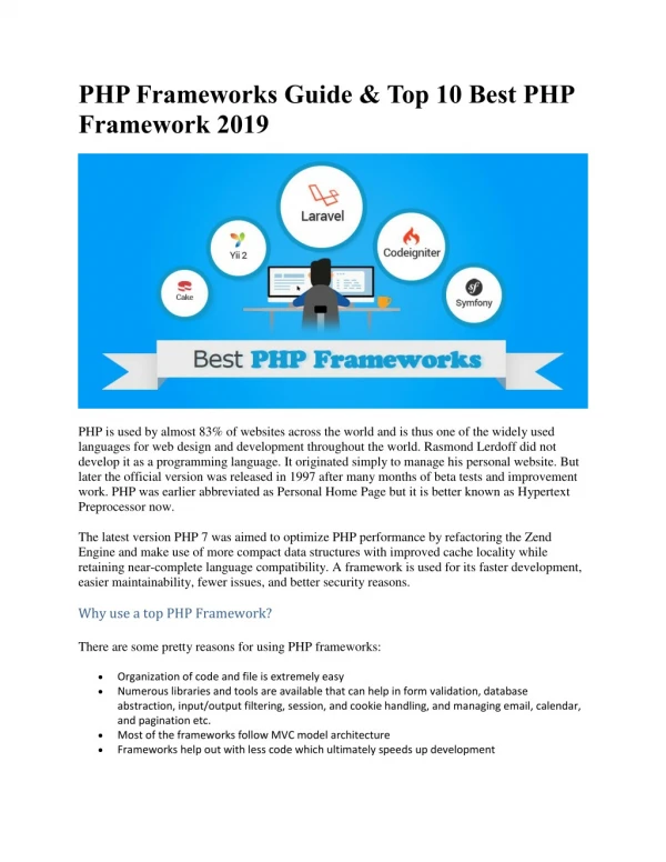 PHP Frameworks Guide & Top 10 Best PHP Framework 2019