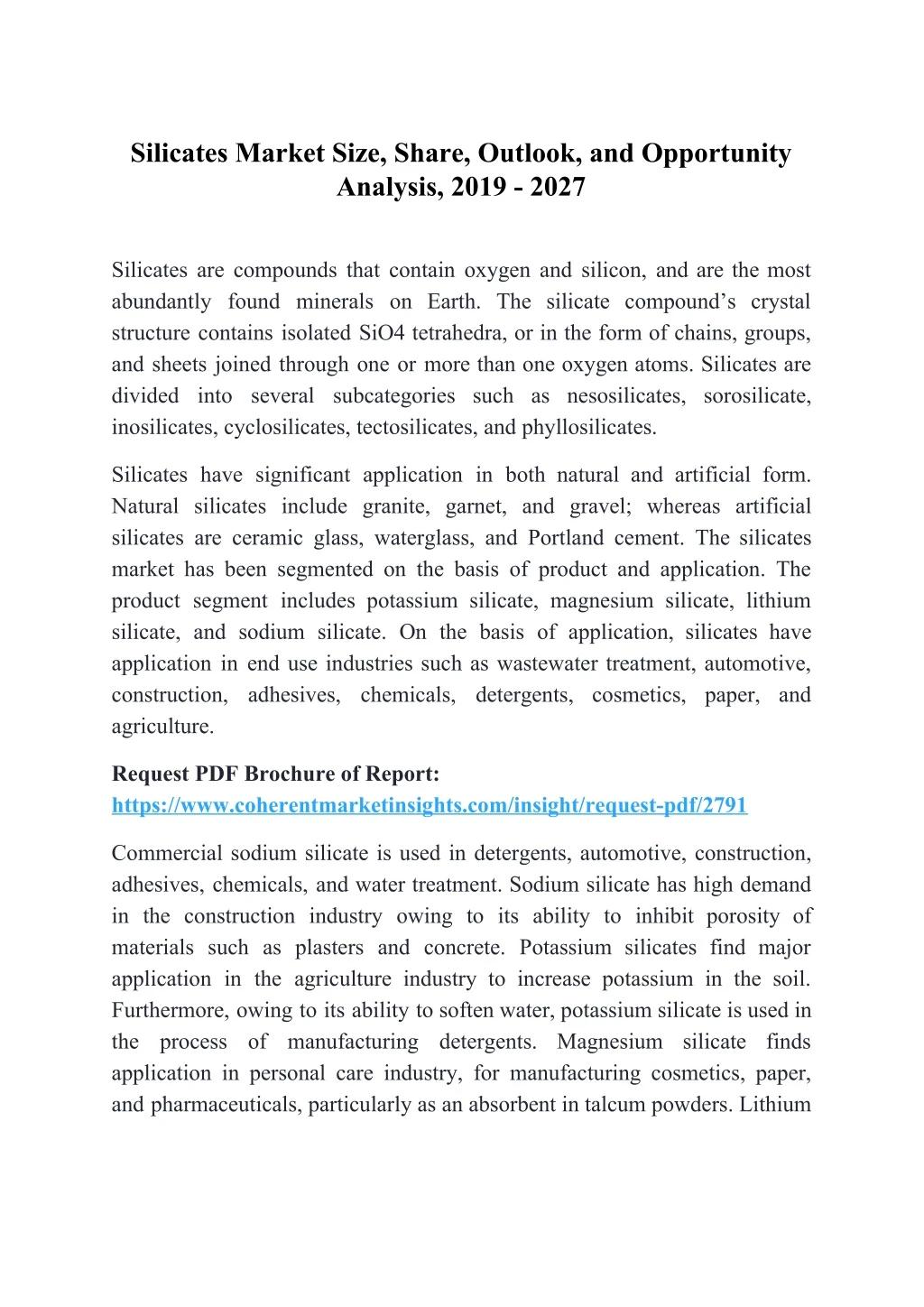 silicates market size share outlook