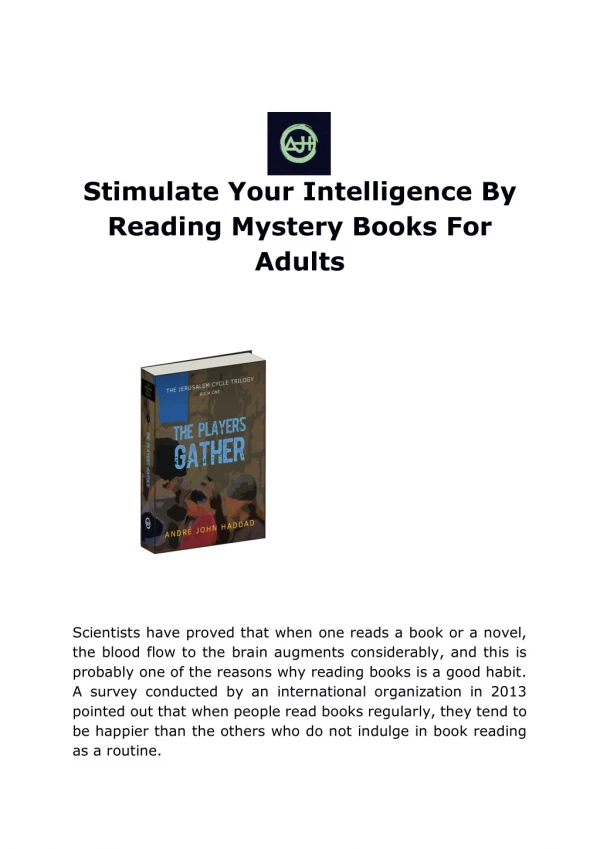 Stimulate Your Intelligence By Reading Mystery Books For Adults