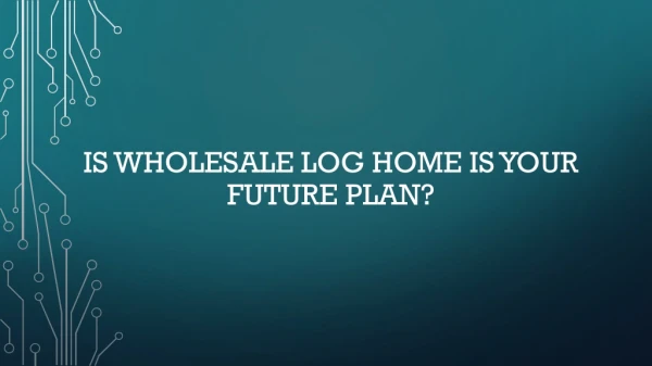 Future Plan Of Young Genration | wholesale log home