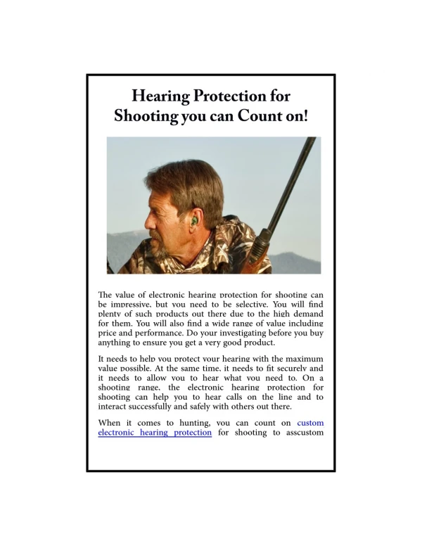 Hearing Protection for Shooting you can Count on!