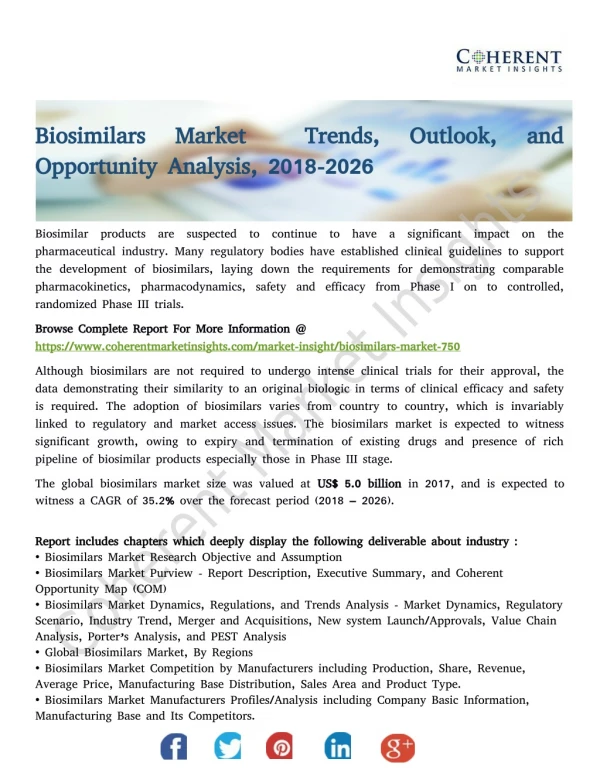 Biosimilars Market Trends, Outlook, and Opportunity Analysis, 2018-2026