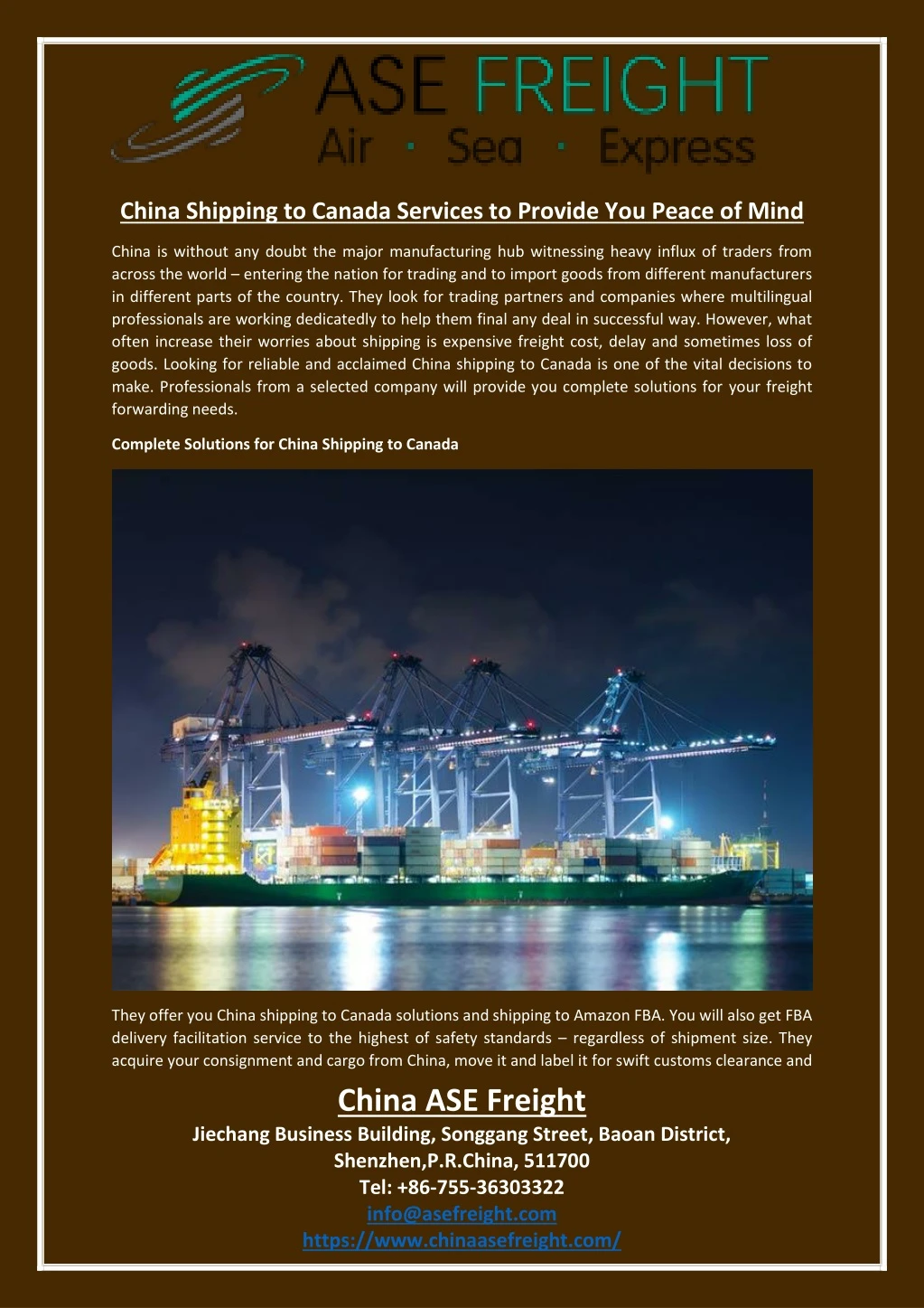 china shipping to canada services to provide