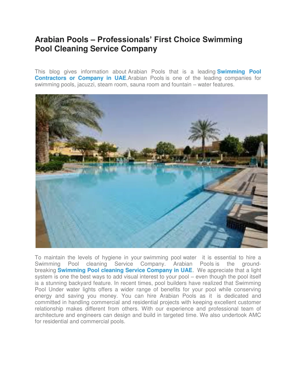 arabian pools professionals first choice swimming