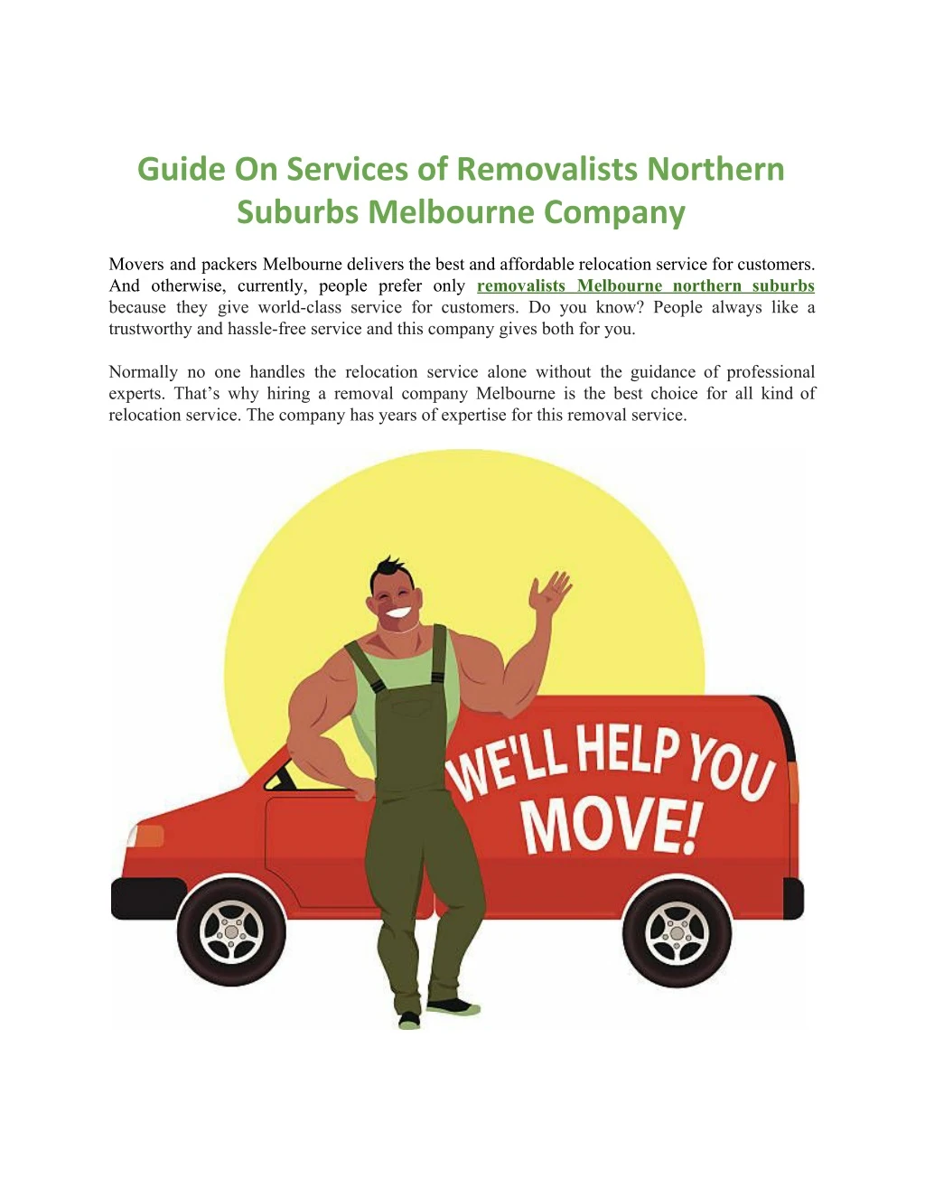 guide on services of removalists northern suburbs