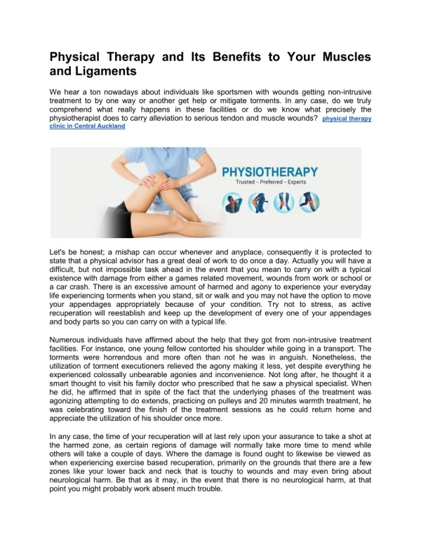 Physical Therapy and Its Benefits to Your Muscles and Ligaments