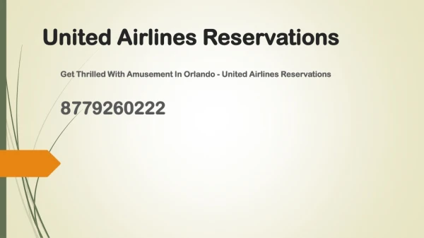 Get Thrilled With Amusement In Orlando - United Airlines Reservations