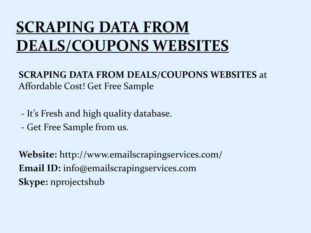 scraping data from deals coupons websites