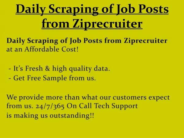 Daily Scraping of Job Posts from Ziprecruiter
