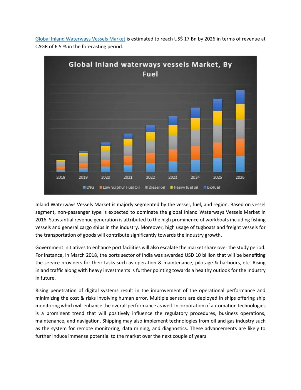 global inland waterways vessels market
