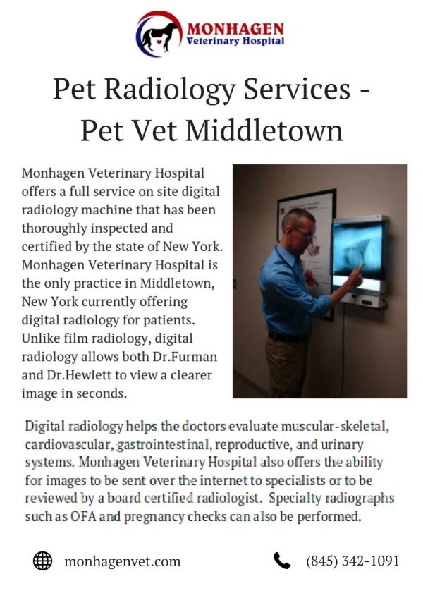 Pet Radiology Services - Monhagen Animal Hospital Middletown