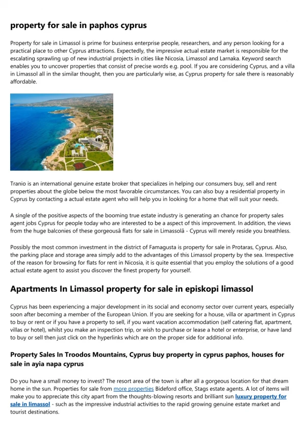 Find Every property for sale in limassol cyprus