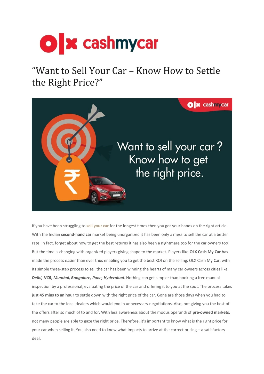 want to sell your car know how to settle