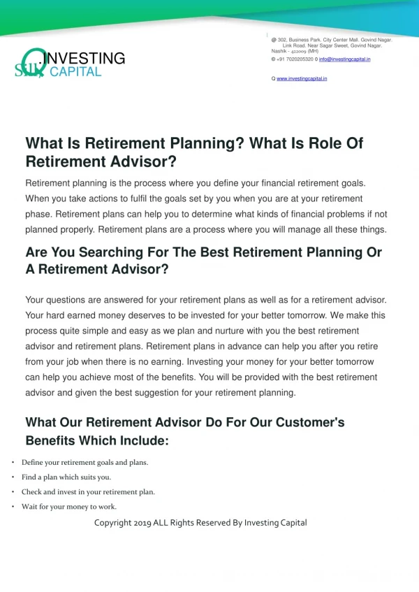 Best Retirement Financial Advisor in Nashik | Retirement Consultant near Me