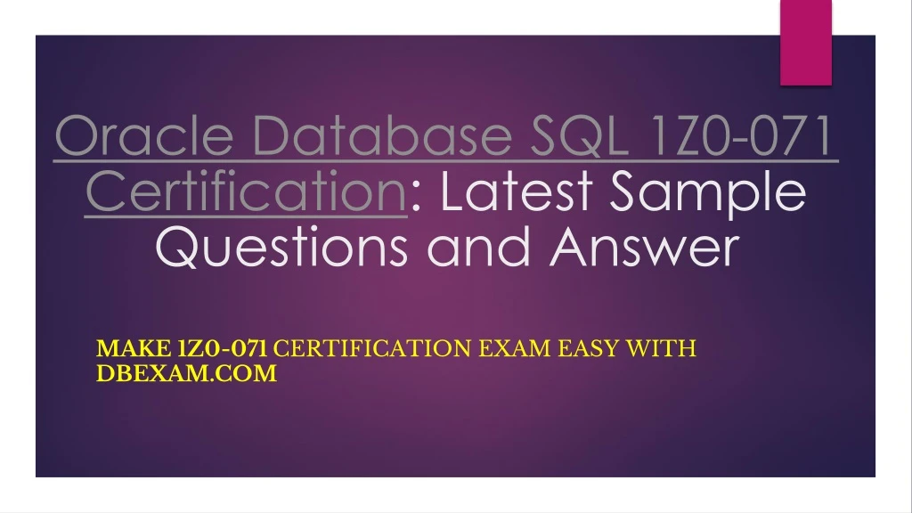 oracle database sql 1z0 071 certification latest