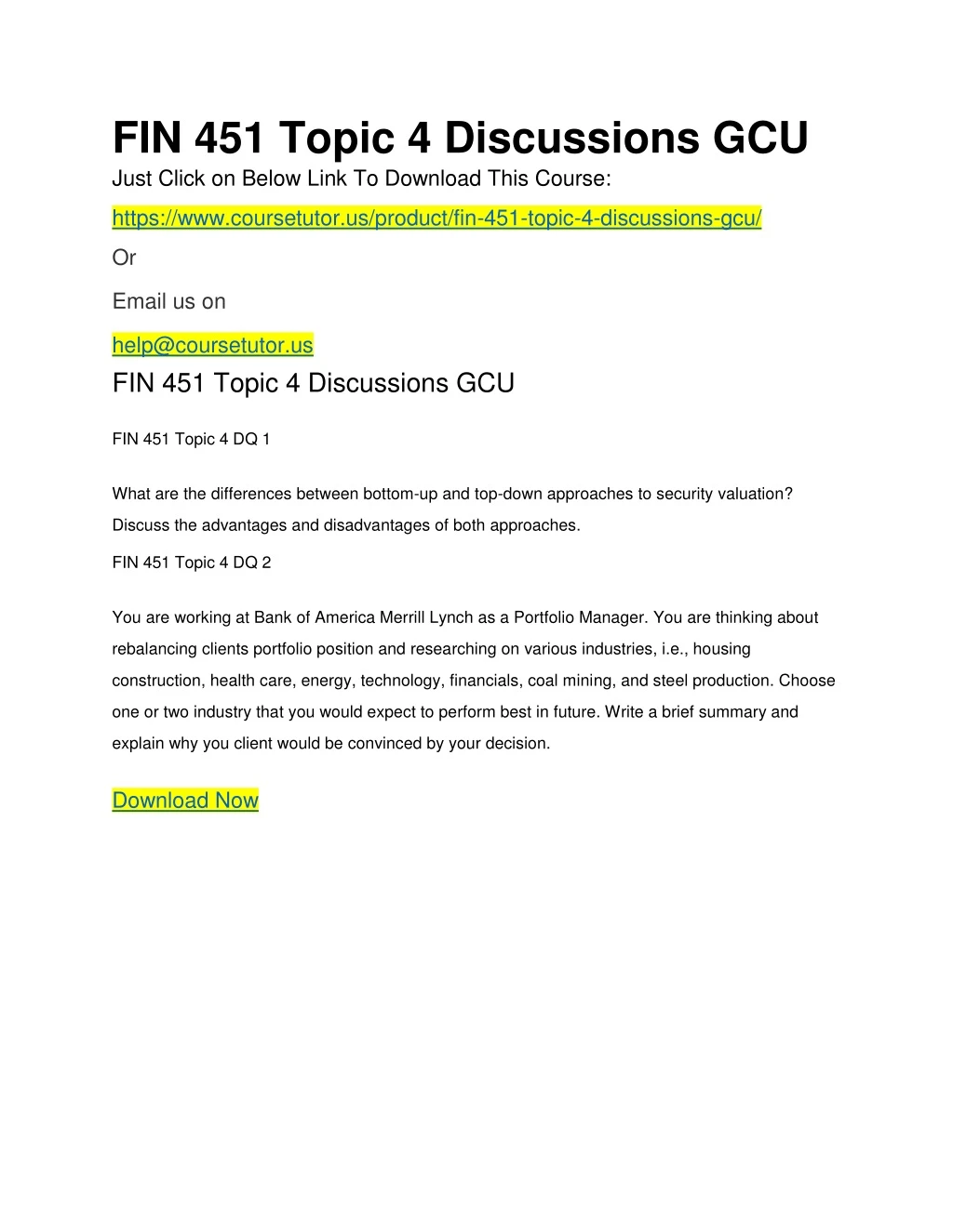 fin 451 topic 4 discussions gcu just click