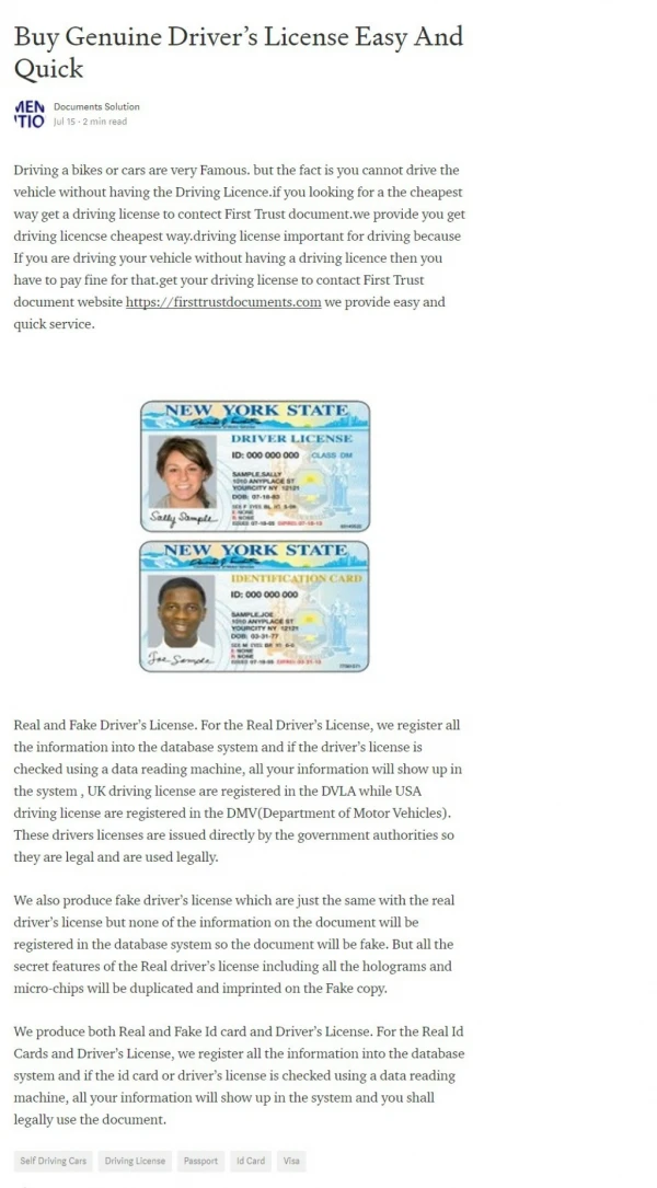 Buy Genuine Driver’s License Easy And Quick
