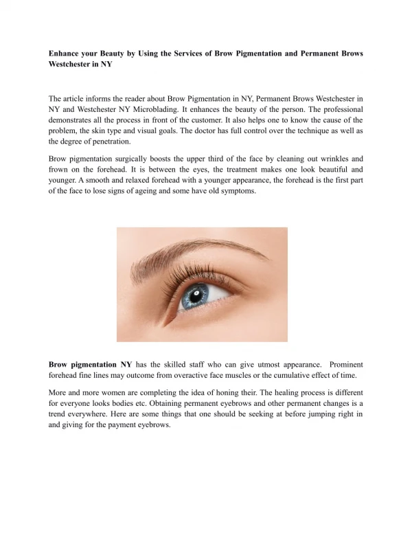 Brow pigmentation and permanent brows westchester in ny