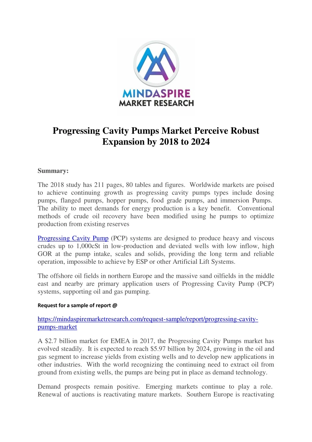 progressing cavity pumps market perceive robust