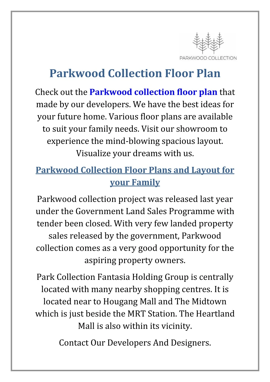 parkwood collection floor plan