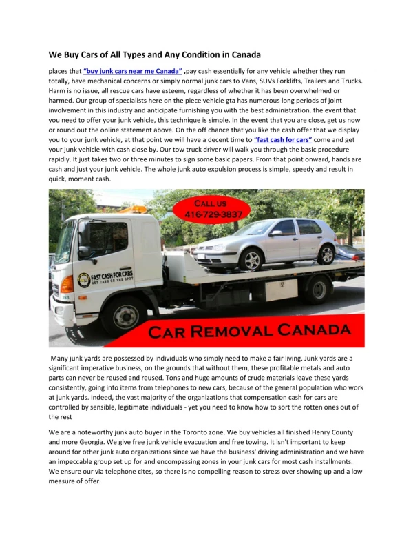 We Buy Cars of All Types and Any Condition in Canada