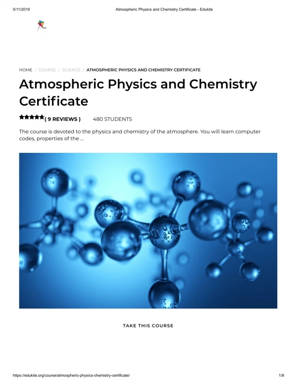 Atmospheric Physics and Chemistry Certificate - Edukite
