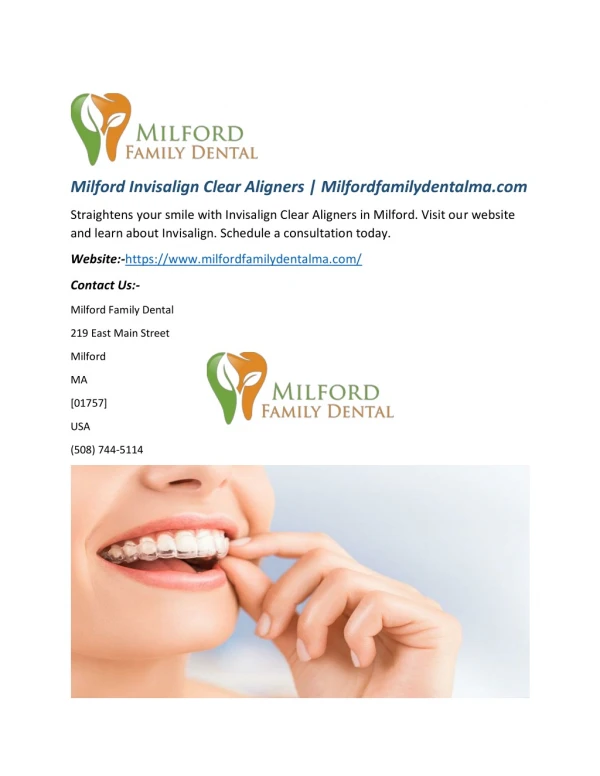 Milford Invisalign Clear Aligners | Milfordfamilydentalma.com
