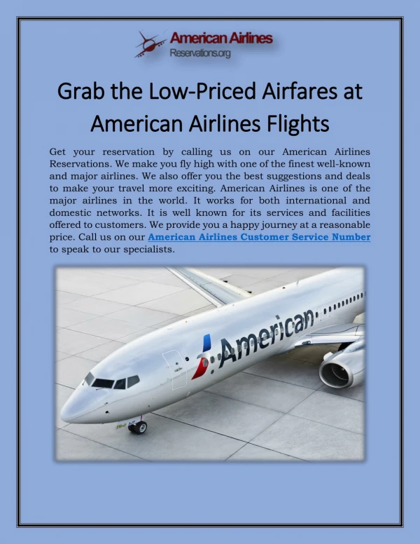 Grab the Low-Priced Airfares at American Airlines Flights