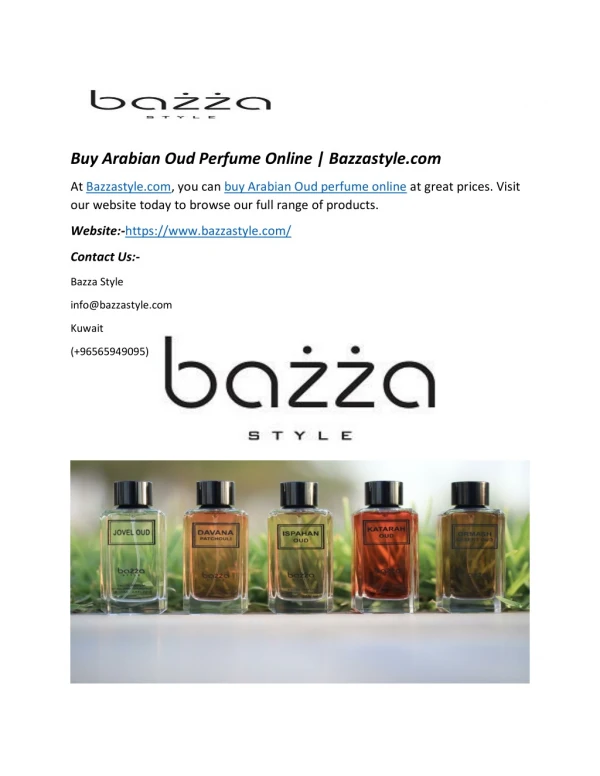 Buy Arabian Oud Perfume Online | Bazzastyle.com