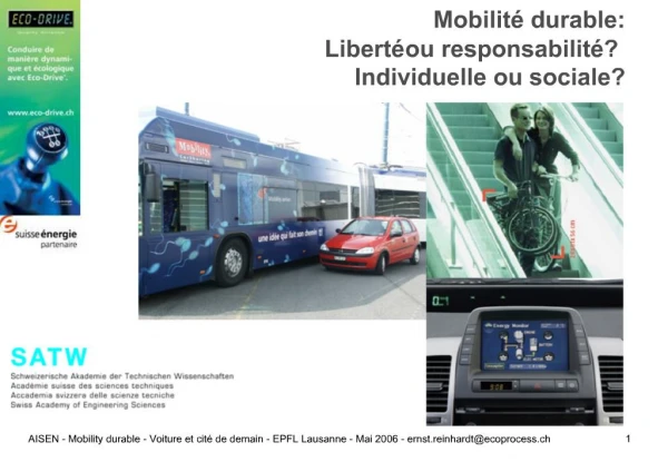AISEN - Mobility durable - Voiture et cit de demain - EPFL Lausanne - Mai 2006 - ernst.reinhardtecoprocess.ch