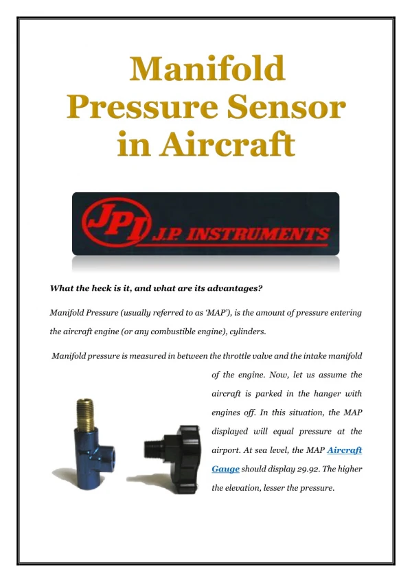 Manifold Pressure Sensor in Aircraft