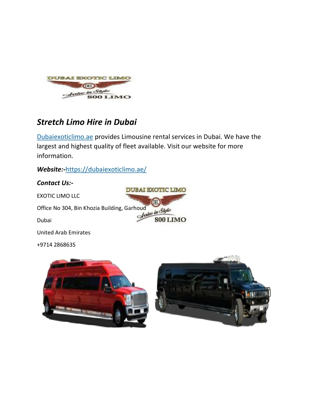 stretch limo hire in dubai