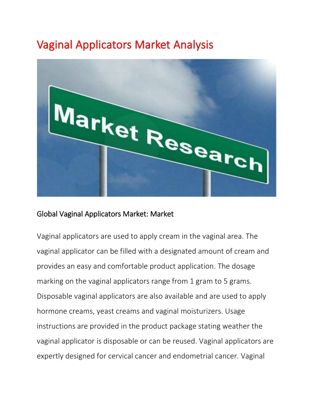 vaginal applicators market analysis vaginal