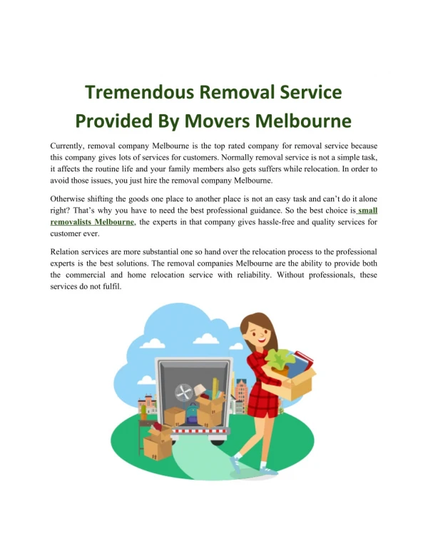Small Removalists Melbourne
