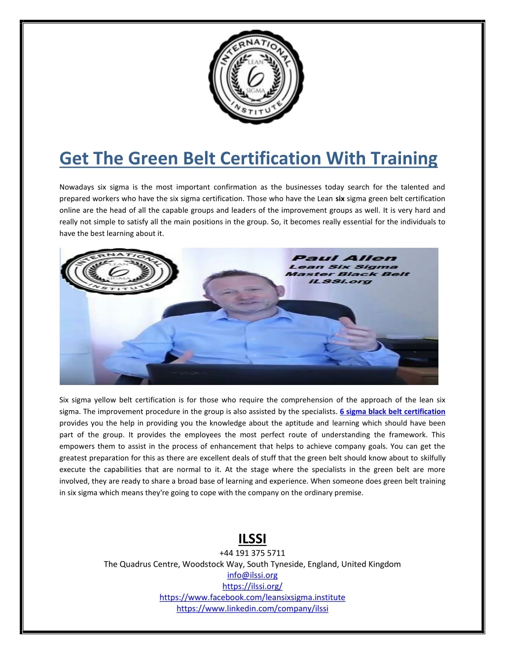 get the green belt certification with training