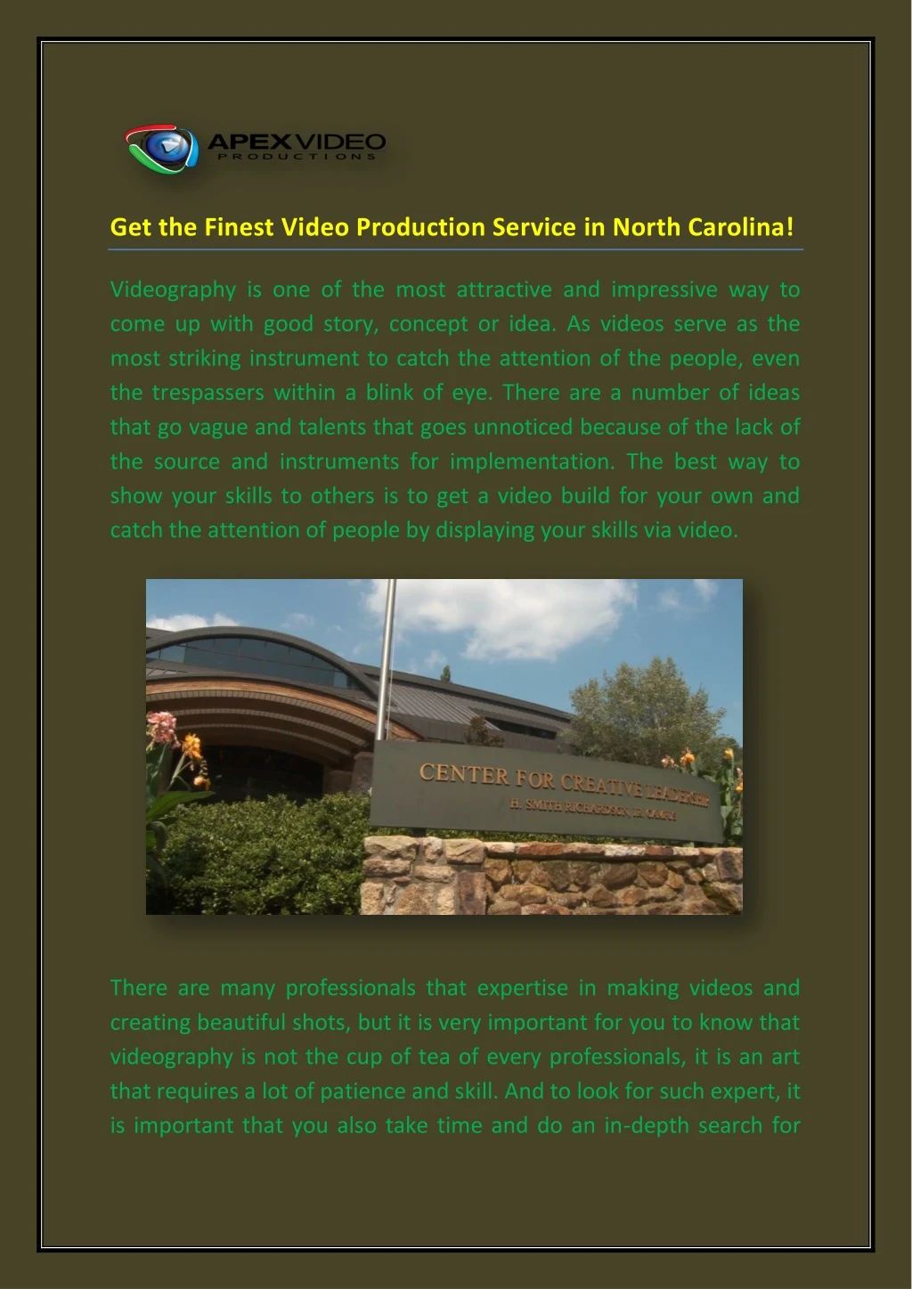get the finest video production service in north
